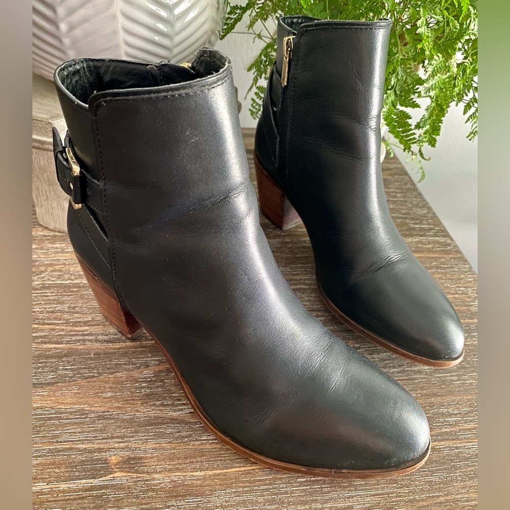 Sam Edelman Women’s 7.5‎ Black Leather Zip Up Heeled Ankle Boots